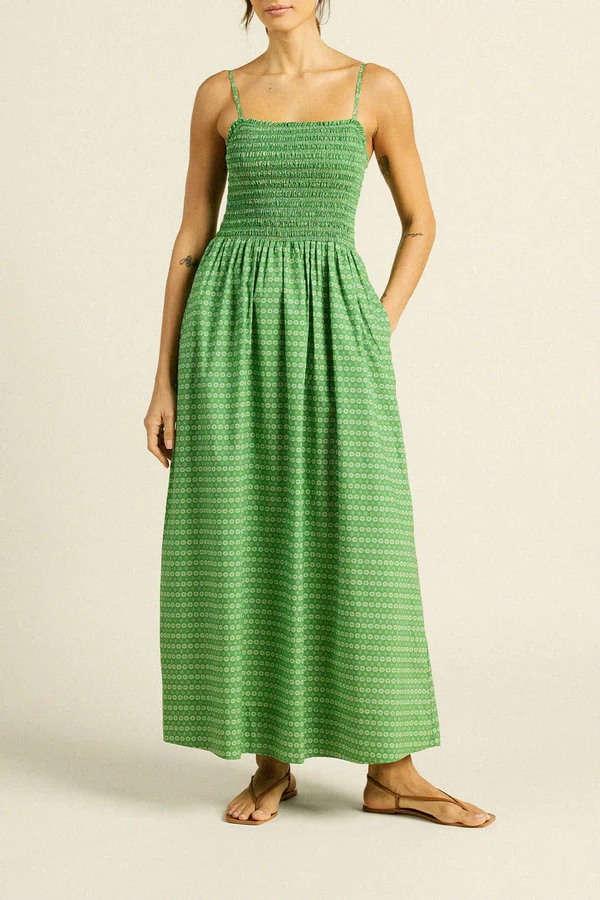 Carmen Dress Green Medallion